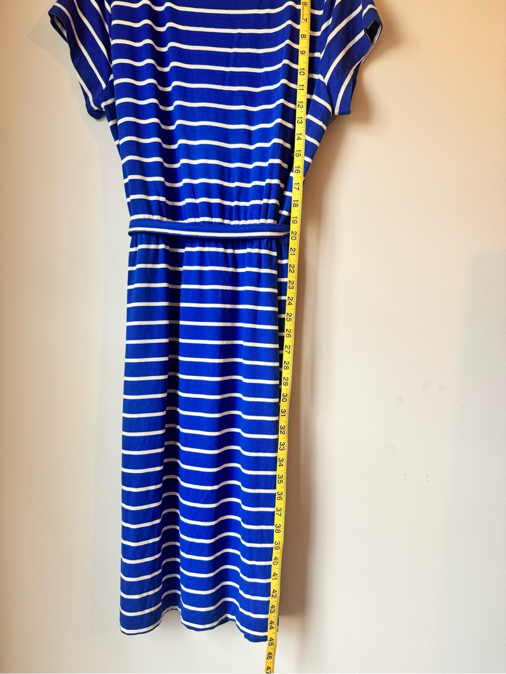 Appleseed's Blue and White Striped Tie-Waist Midi embroidered Dress - Picture 6 of 10